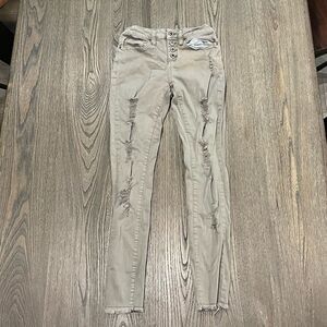 AngelKiss Olive Green Skinny Leg Distressed Jeans Size 3